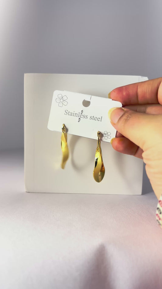 Golden Twist Drop Earrings