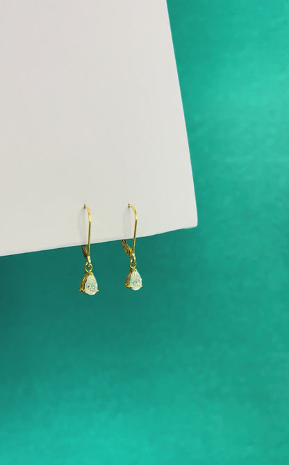Golden Teardrop – Moissanite Dangle Earrings