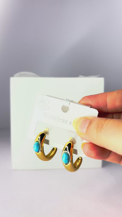 Golden Turquoise Hoop Earrings