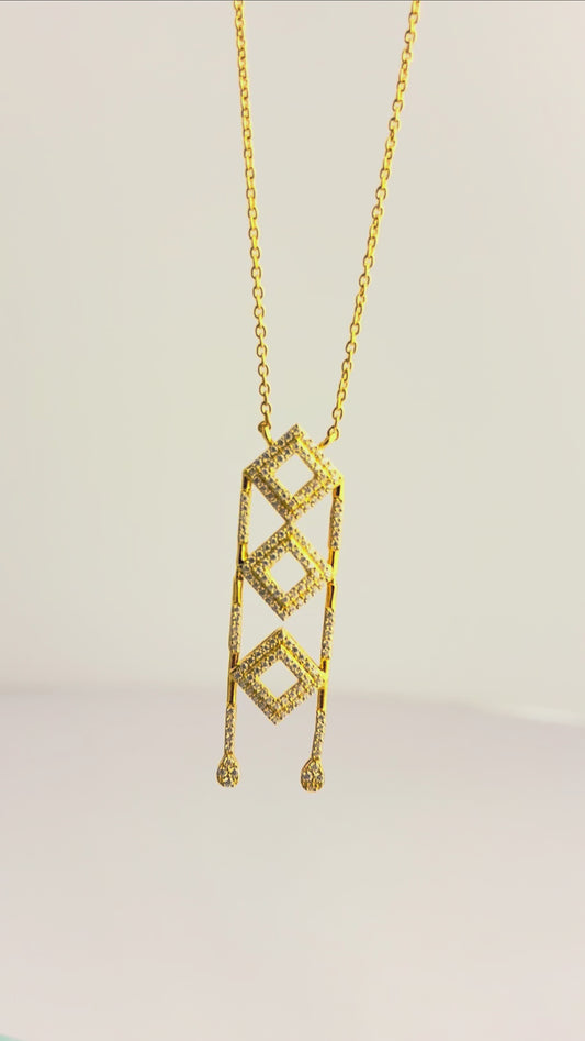Golden Prism – Geometric Moissanite Necklace