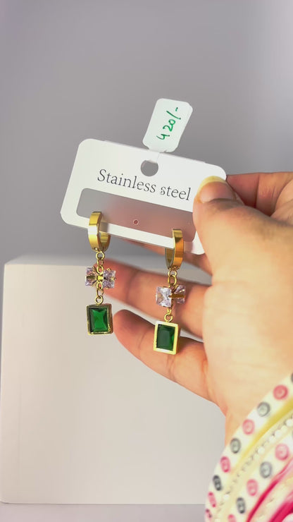 Emerald Tassel Drop Earrings