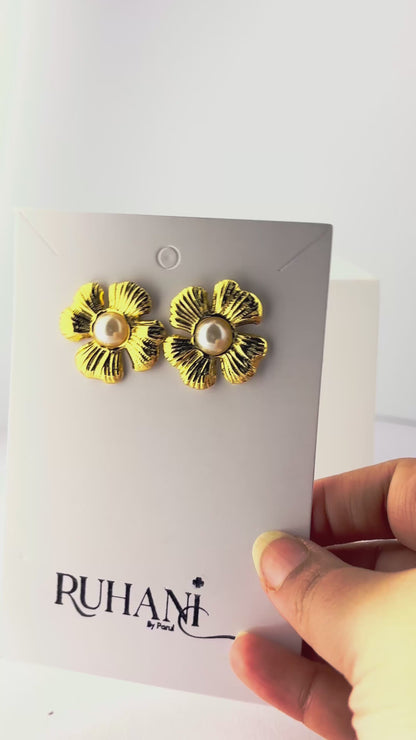 Golden Heart Stud Earrings