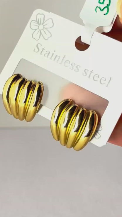 Golden Dome Stud Earrings