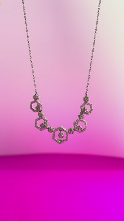 HexaGlow – Silver Moissanite Necklace