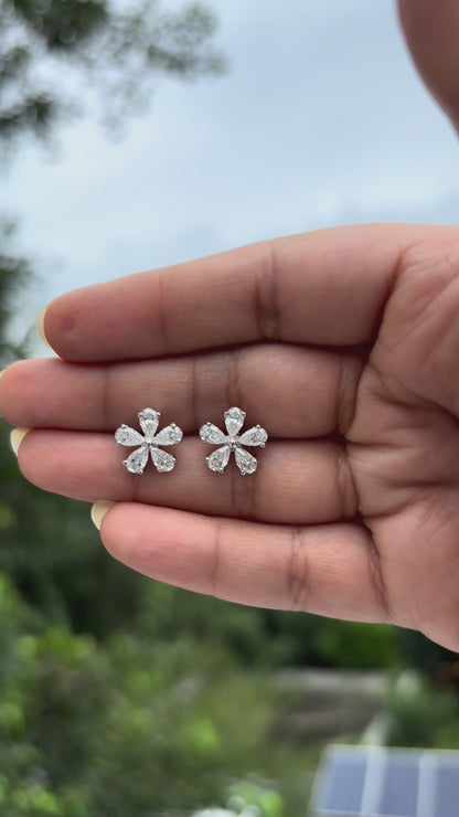 925 Silver flower Stud Earrings