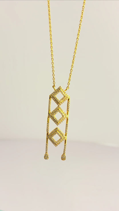 Golden Prism – Geometric Moissanite Necklace